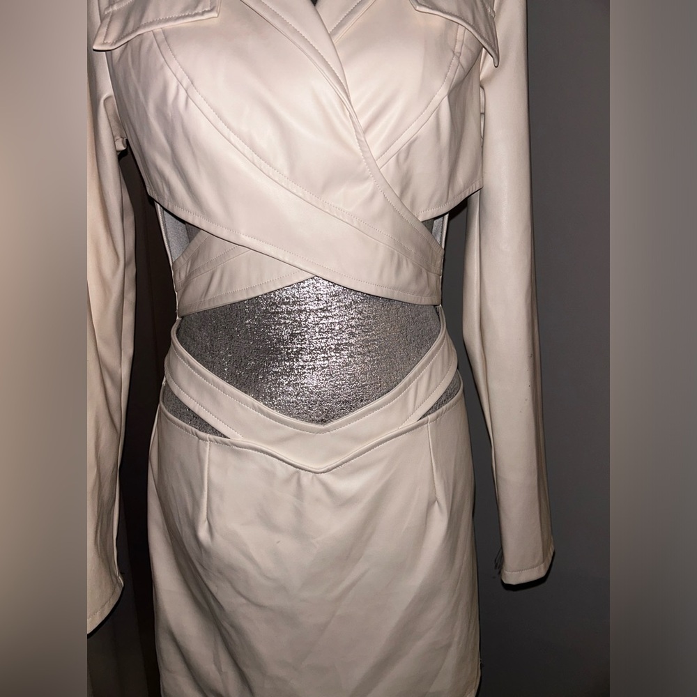 Pretty Little Thing vegan leather dress with cut out detail